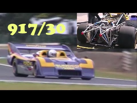 Stubborn 1500hp Porsche 917/30 Can Am struggles to start Philip Island Classic Flat 12 turbo sound
