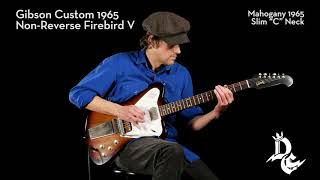 Video thumbnail for Test Drive | Gibson Custom 1965 Non-Reverse Firebird V w/ Vibrola Vintage Sunburst by Detroit Guitar