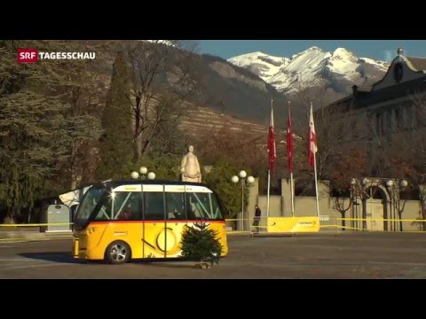 Fuehrerloses Postauto in Sitten