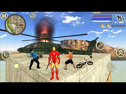 Iron Rope Hero Vice Town City Crime Simulator - Tank and Helicopter - Android Gameplay #2