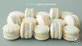 파스텔 레인보우 요거트 마카롱 만들기 : Pastel Rainbow Yogurt Macarons Recipe | Cooking tree