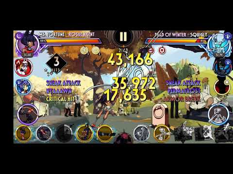 Skullgirls Mobile: 50+ streak Water PF vs Marqueed Squiglies. Rogue Agent w/ heads ON
