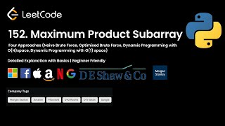 YouTube video '💥 🚀 LeetCode 152. Maximum Product Subarray|Master Brute Force & Dynamic Programming Techniques|DSA'