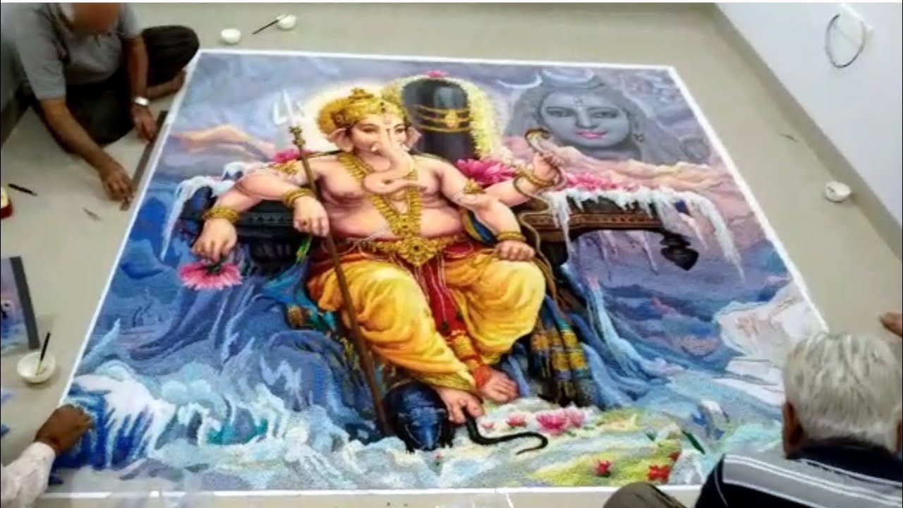  portrait rangoli design ganesha by mohan kumar