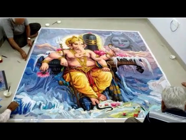 portrait rangoli design ganesha by mohan kumar