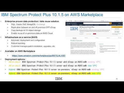 IBM Spectrum Protect Plus 10.1.5 hybrid: SPP server on-premises, vSnap on AWS, NEW VPC  - Demo