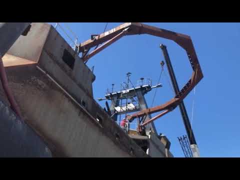 Fishing Vessel "Viking Power" Construction Progress - A Frame Gets Hoisted Up