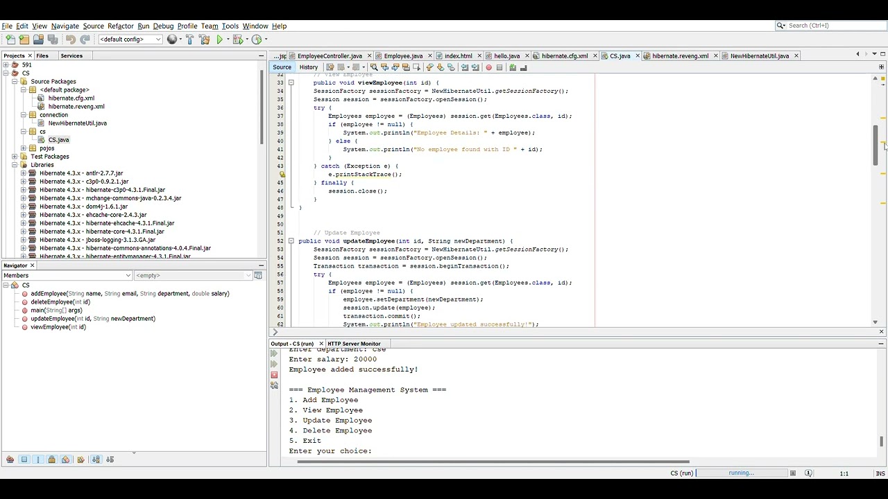 🚀 Employee Management System using Hibernate & Java with Source code | Full CRUD Project 💼