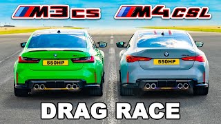 [carwow] BMW M4 CSL v BMW M3 CS: DRAG RACE