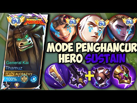 SOLO RANK THAMUZ MODE HERO DESTROYER SUSTAIN‼️TOP GLOBAL THAMUZ GAMEPLAY - MLBB