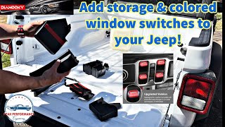 Jeep JL/JT window switch covers & storage upgrades from Diamooky!