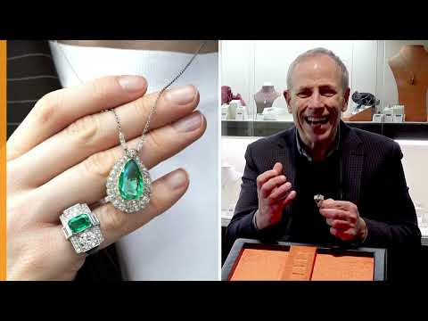 1.72ct Emerald and 3.51ct Diamond, Platinum Cocktail Ring - Art Deco - Antique French Circa 1935