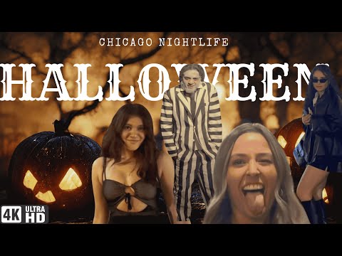 Chicago nightlife in Halloween costumes [4K] Friday night In Wrigleyville area