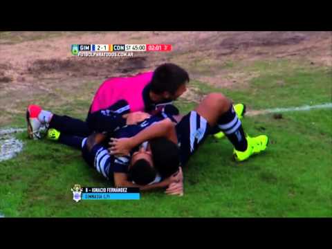 Gol de Fernández.Gimnasia 2 Crucero 1. Fecha 18. Torneo Primera División 2015.FPT