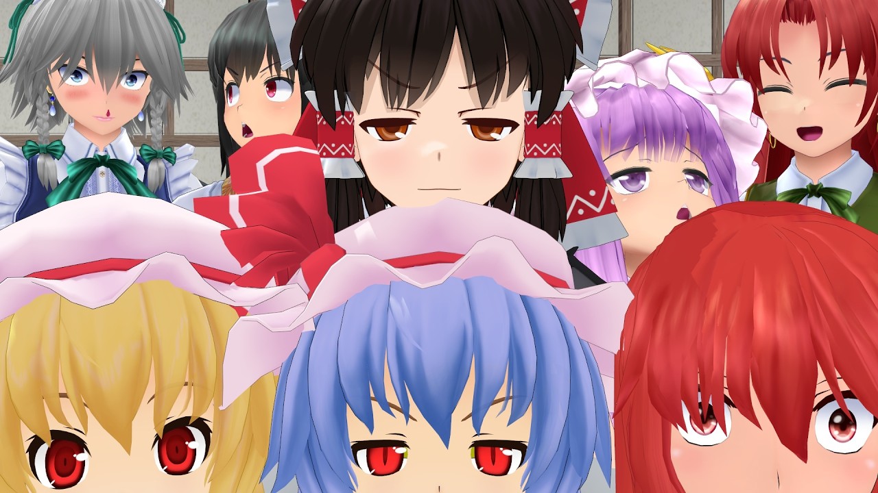 【東方MMD】パニック・イン・博麗神社【おばにわん】【博麗霊夢】【レミリア】【フラン】【十六夜咲夜】【射命丸文】【ＭＭＤ紙芝居】東方mmd