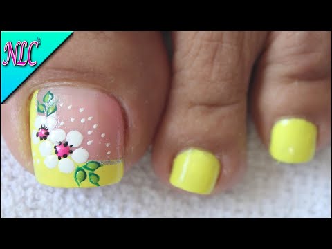 DISEÑO DE UÑAS PARA PIES FLORES SENCILLA – FLOWERS NAIL ART – NLC