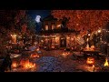 Cozy Haunted Autumn Village Ambience Halloween Night Owls Pumpkins Cozy Fire Sounds