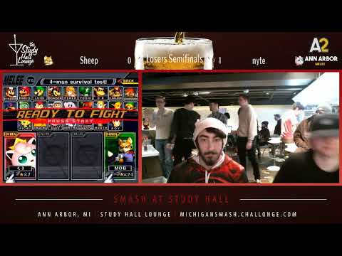Smash At Study Hall - Sheep (Fox) vs. nyte (Jigglypuff) Smash Melee Losers Semifinals