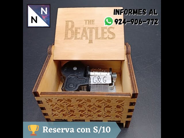 Vídeo relacionado con Cuzit - Caja de música con manivela de Madera, diseño de The Beatles Antiguo Tallado Regalo de cumpleaños, Juguete Musical