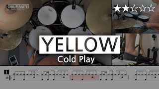 Download lagu [Lv.04] Yellow - Cold Play  (★★☆☆☆) | Drum Cover, Score, Sheet Music, Lessons, Tutorial | DRUMMATE mp3