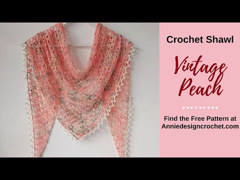 One Skein Crochet Triangle Shawl Vintage Peach