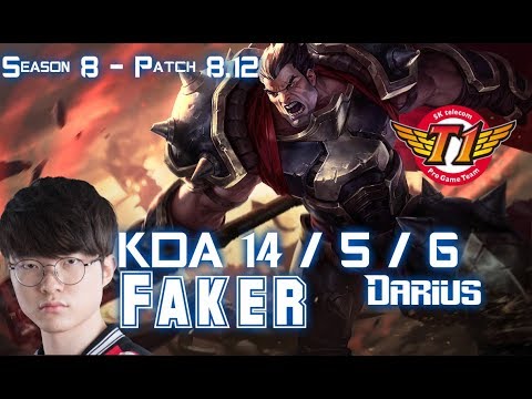 SKT T1 Faker DARIUS vs IRELIA Mid - Patch 8.12 KR Ranked