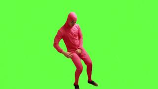 Pink guy dancing green screen  No copyright