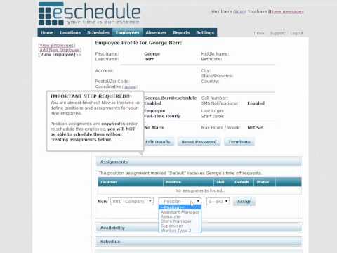 Eschedule Tutorial Creating Employees