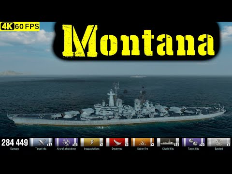 World of Warships Montana Replay - 3 Kills 284.4K DMG(Patch 12.8.0)