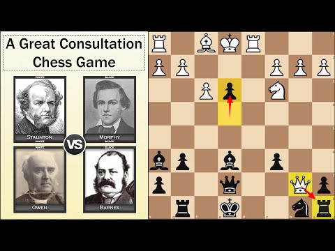 A Great Consultation Chess Game | Staunton+Owen vs Morphy+Barnes 1858