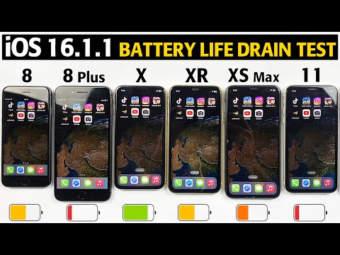 iOS 16.1.1 Battery LIFE DRAIN TEST - iPhone 8 vs 8 Plus vs X vs XR vs XS Max vs 11 Battery Test 2022