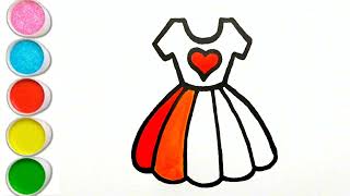 cute Baby dress Drawing step by step, painting and coloring for kids and Toddlers