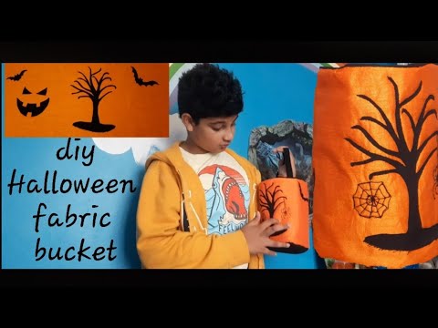 DIY Halloween 🎃 Fabric Bucket feat.Dinokids TV 🦖🙋‍♂️🖥