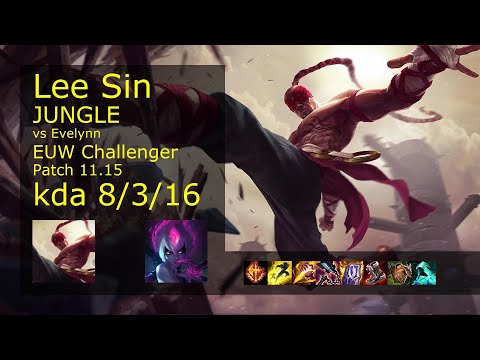 Lee Sin vs Evelynn Jungle - EUW Challenger 8/3/16 Patch 11.15 Gameplay