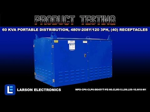 60 KVA Portable Distribution, 480V-208Y/120 3PH, (40) Receptacles, Skid Mount