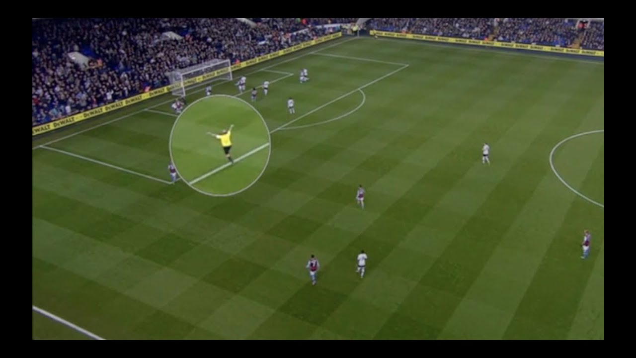 Referee Mike Dean celebrating Tottenham goal vs Aston Villa!