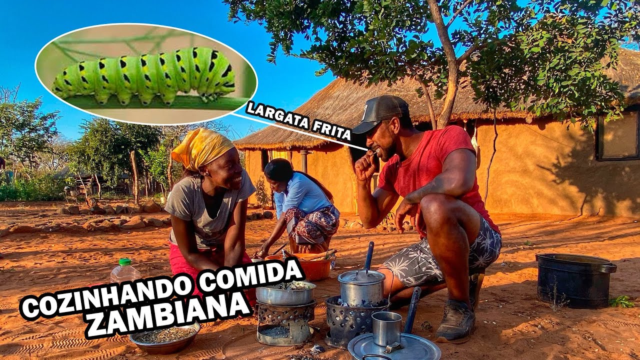 Cozinhando comidas típicas zambianas com locais
