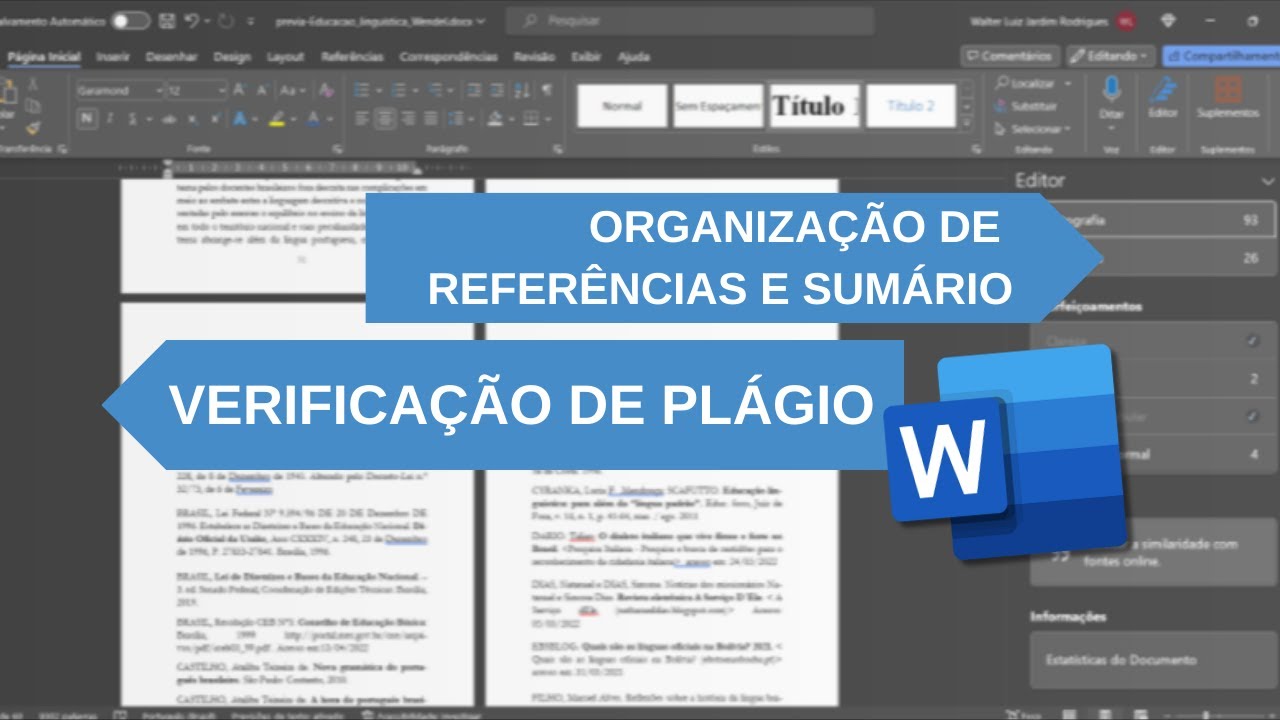 Organização de Referências, Sumário e Verificação de Plágio no Word