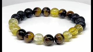 Minerální náramek tygří oko, citrín, lávový kámen - ENERGIE
