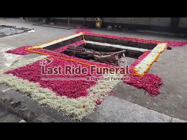 Punjabi Bagh Cremation Ground final rites decoration area — video by Last Ride Funeral Services