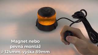 Robustný oranžový LED maják, čierny hliník, 48W, ECE R65