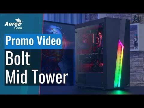 AEROCOOL AEROPGSBOLT-BK-RGB PC dėklas ATX Aerocool BOLT RGB USB 3.0 - 1x120mm Juodas FAN video