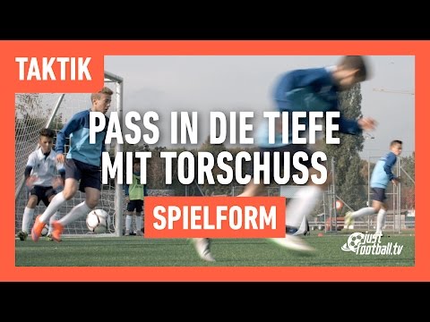 Fussballtraining: Pass in die Tiefe mit Torschuss - Spielform - Taktik