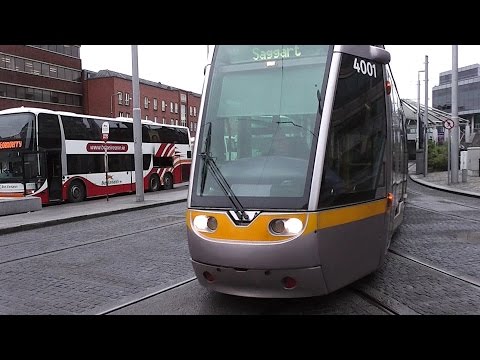 Luas Tram 4001 Departing Connolly Station in Dublin