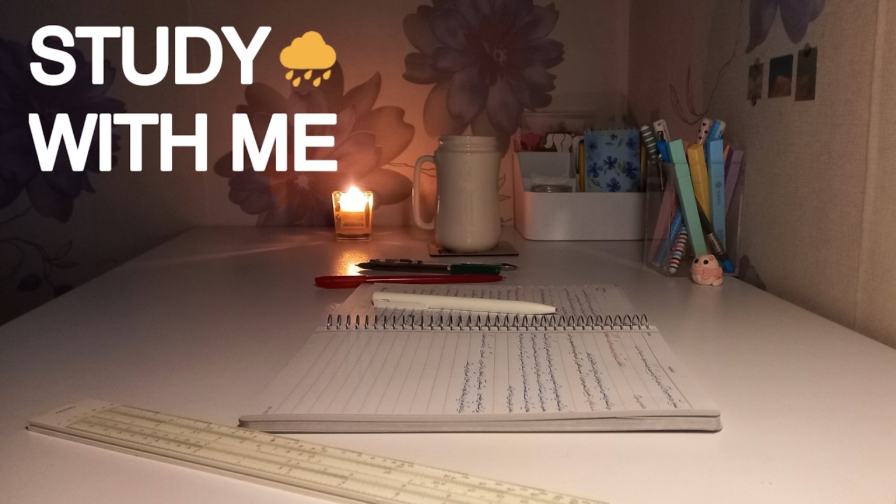 1H study with me / rain sound 🌧 / pomodoro 25/5 / calm piano 🎹  / late night