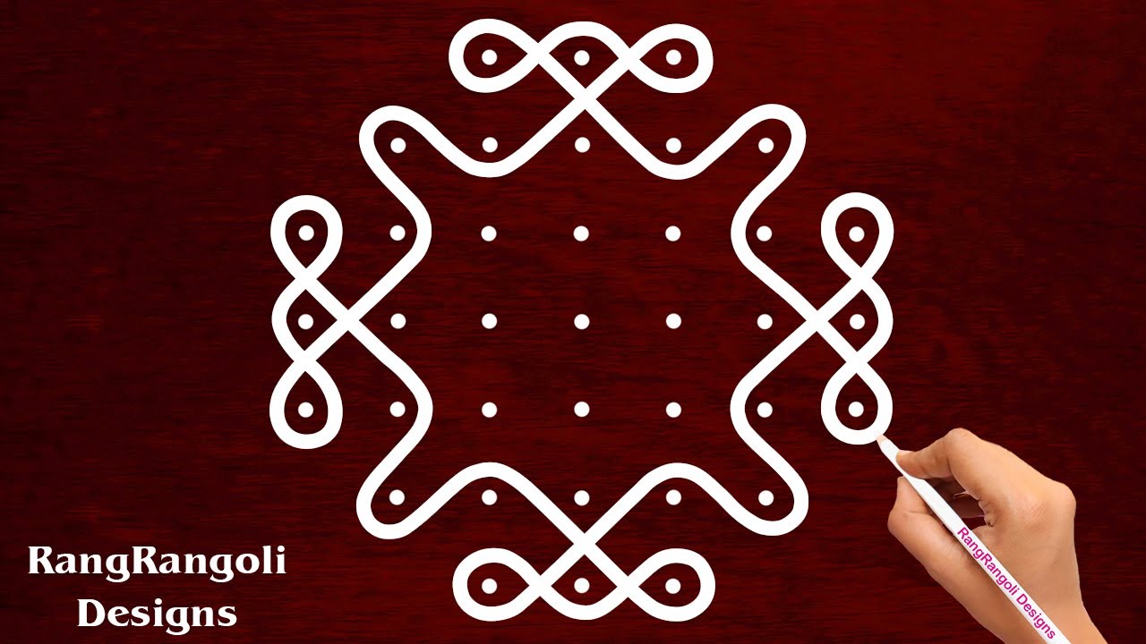 Dotted rangoli design sikku kolam for poojas by rangrangoli designs