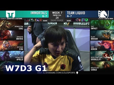 Immortals vs Team Liquid | Week 7 Day 3 S10 LCS Spring 2020 | IMT vs TL W7D3