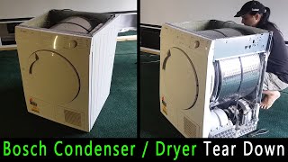 Bosch air vented / condenser clothes dryer tear down.  Repair, fix, troubleshoot, DIY, recycle, save
