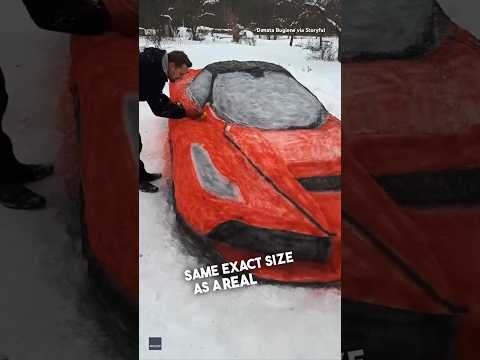 He made a Ferrari out of snow 😱