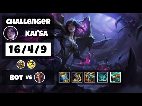 Kai'Sa Bot Lane 11.14 Challenger Gameplay Replay S11 (16/4/9) - BR